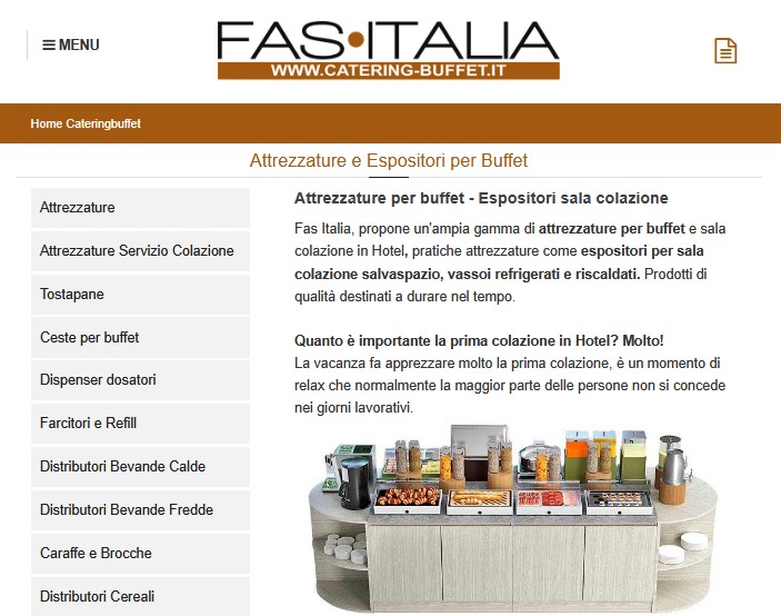 catalogo online attrezzature per colazione a buffet