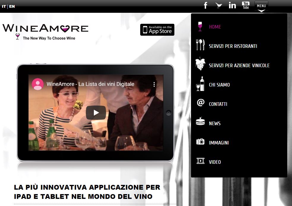 idee su come presentare il vino: menu digitale