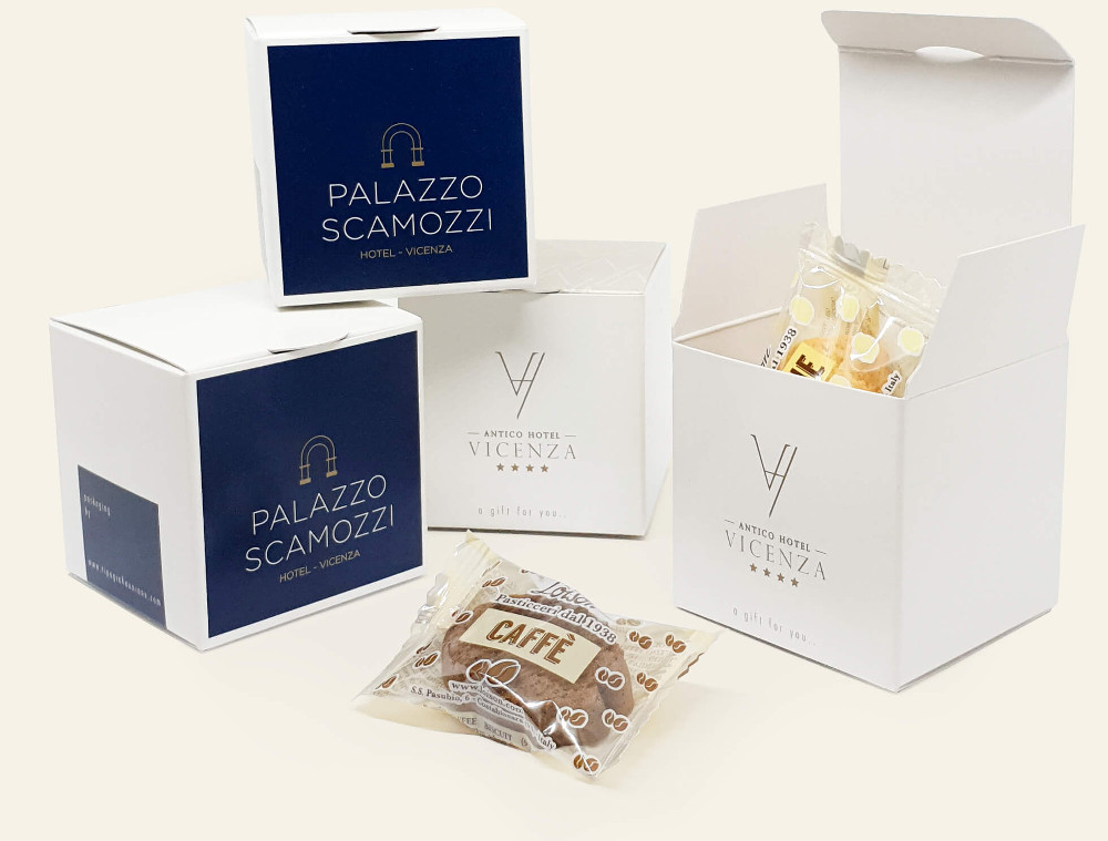 Scatoline di biscotti personalizzate per alberghi e b&b