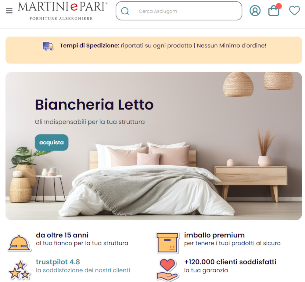 biancheria letto, trapunte e piumini per hotel