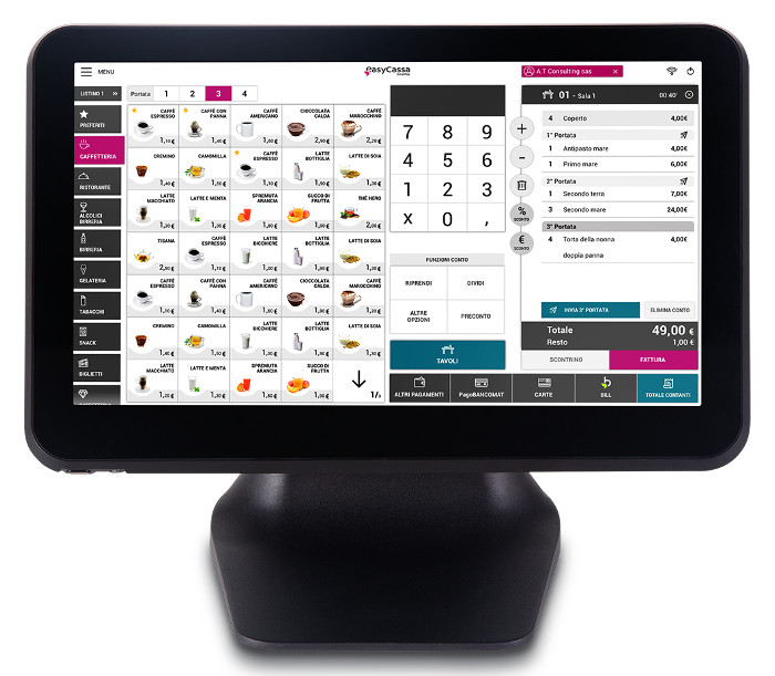 Registratori di cassa telematici per la ristorazione e negozi con touch  screen